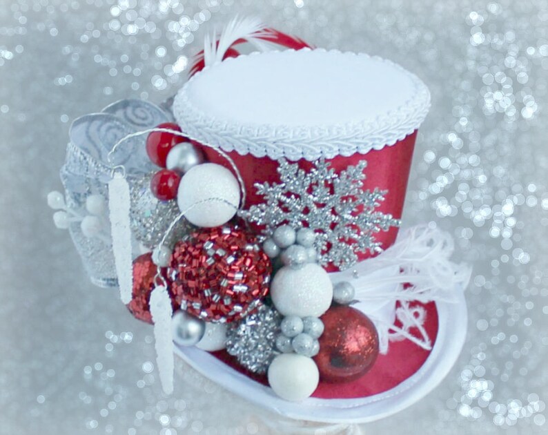 Red Christmas Mini Hat Holiday Party Hat White and Red Etsy