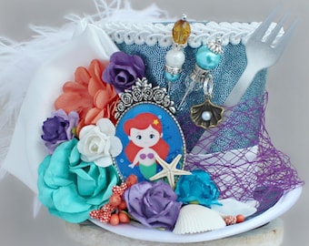 Little Mermaid Mini Top Hat, Little Mermaid Costume, Theme Parks Mini Hat,Happiest Place on Earth, Little Mermaid Ears, Vacation Mini Hat