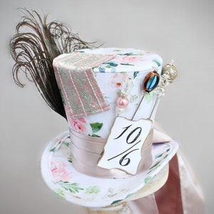Mad Hatter Hat, Mini Hoge Hoed, Fascinator, Mini Hoed, Hoge Hoed, Mini Hoeden, Tea Party Hoed, Bruiloft Hoed, Vrouwen Hoge Hoed, Witte Mini Hoge Hoed