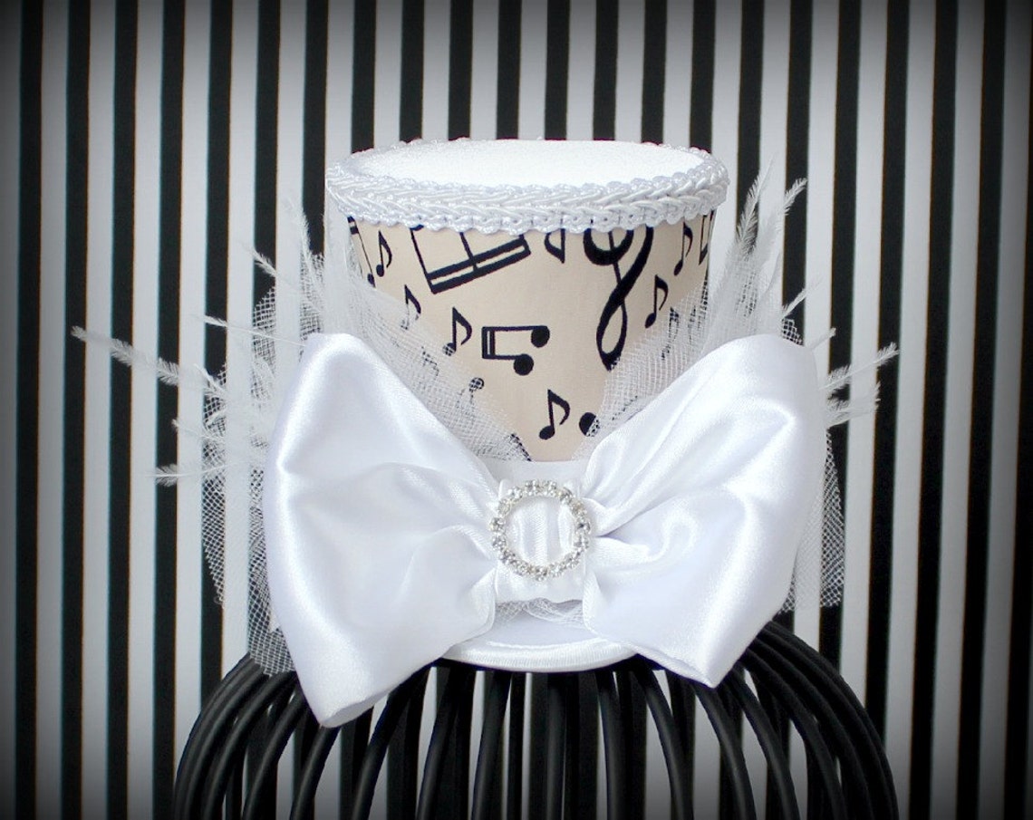Music Notes Mini Top Hat Mini Top Hat Mad Hatter Hat Etsy