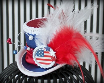 4th of July Mini Top Hat Red White and 