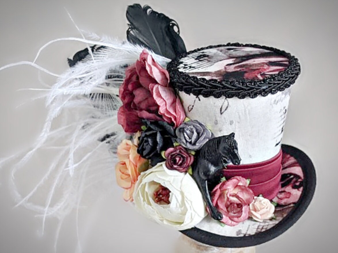 Beige Mini Top Hat, Monochromatic Mini Top Hat, Victorian Hat, Tea