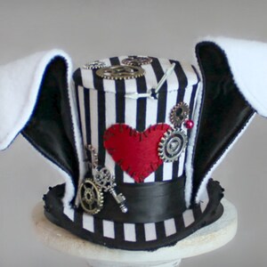 White Rabbit Mini Top Hat, White Rabbit Kostuum Fascinator, Verjaardag Hoed, Alice in Wonderland Hoed, Tea Party Hoed, Bruiloft Hoed, Jongens Hoge Hoed