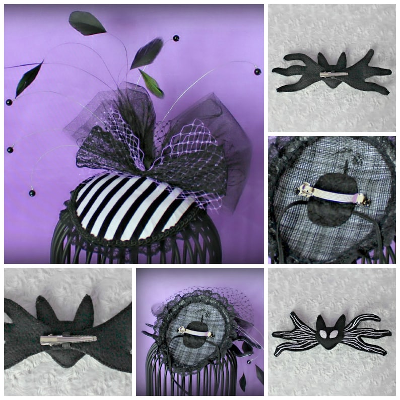 Bow Tie Headpiece Cocktail Hat,Tea Party Hat Burlesque Fascinator Bat Teardrop Fascinator Skeleton Fascinator Hat Wedding Fascinator