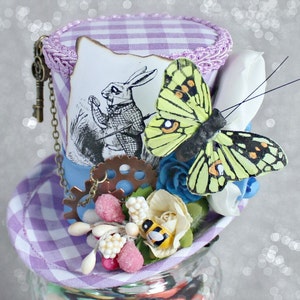 Wit Konijn Mini Top Hat, Spring Hat, Steampunk Spring Fascinator, Wit Konijn Mini Top Hat, Tea Party Hat, Bruiloft Hoed, Vrouwen Top Hat