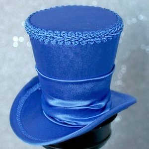 Blauwe Mini Hoge Hoed, Mini Hoge Hoed, Mad Hatter Hoed, Fascinator, Kentucky Derby Fascinator Hoed, Blauwe Tea Party Hoed, Bruiloft Hoed, Vrouwen Hoge Hoed