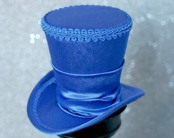 Blue Mini Top Hat, Mini Top Hat, Mad Hatter Hat, Fascinator, Kentucky Derby Fascinator Hat, Blue Tea Party Hat, Wedding Hat, Women Top Hat
