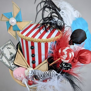 Mini Ringmaster Top Hat, Circus Mini Top Hat, Circus Mini Hat, Bridal Tea Party Ringmaster Hat, Circus Fascinator image 1