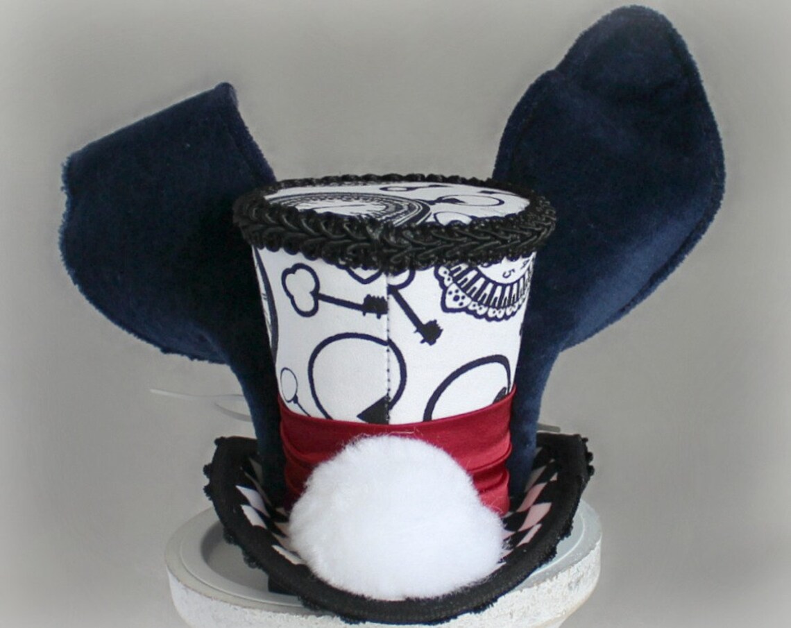 Top Hat White Rabbit White Rabbit Mini Top Hat, White Rabbit Costume Fascinator, Alice in ...