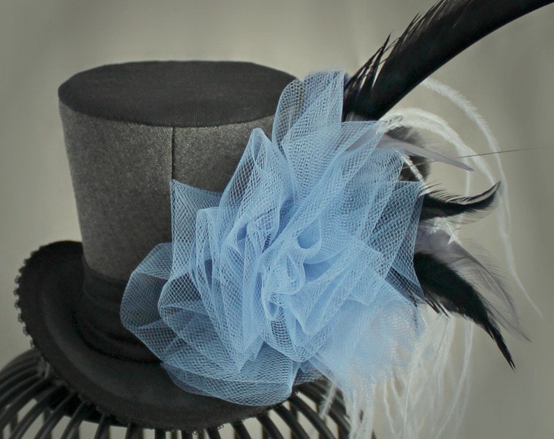 Fan Wear Hat Blue Black Grey Mini Top Hat Magical Fascinator Hat Wizard Mini Top Hat Women Top Hat Wizarding School Hat Tea Party Hat