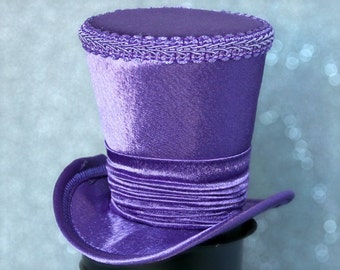 Purple Mini Top Hat, Mini Top Hat, Mad Hatter Hat, Fascinator, Kentucky Derby Fascinator Hat, Tea Party Hat, Wedding Hat, Women Top Hat