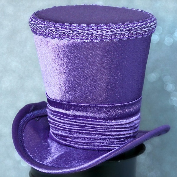 Purple Mini Top Hat, Mini Top Hat, Mad Hatter Hat, Fascinator, Kentucky Derby Fascinator Hat, Tea Party Hat, Wedding Hat, Women Top Hat