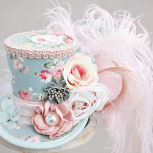 Kentucky Derby-minihoed, mini-hoge hoed, bloem mini-hoge hoed, Kentucky Derby-hoeden voor dames, Kentucky Derby Fascinator, Alice Tea mini-hoge hoed