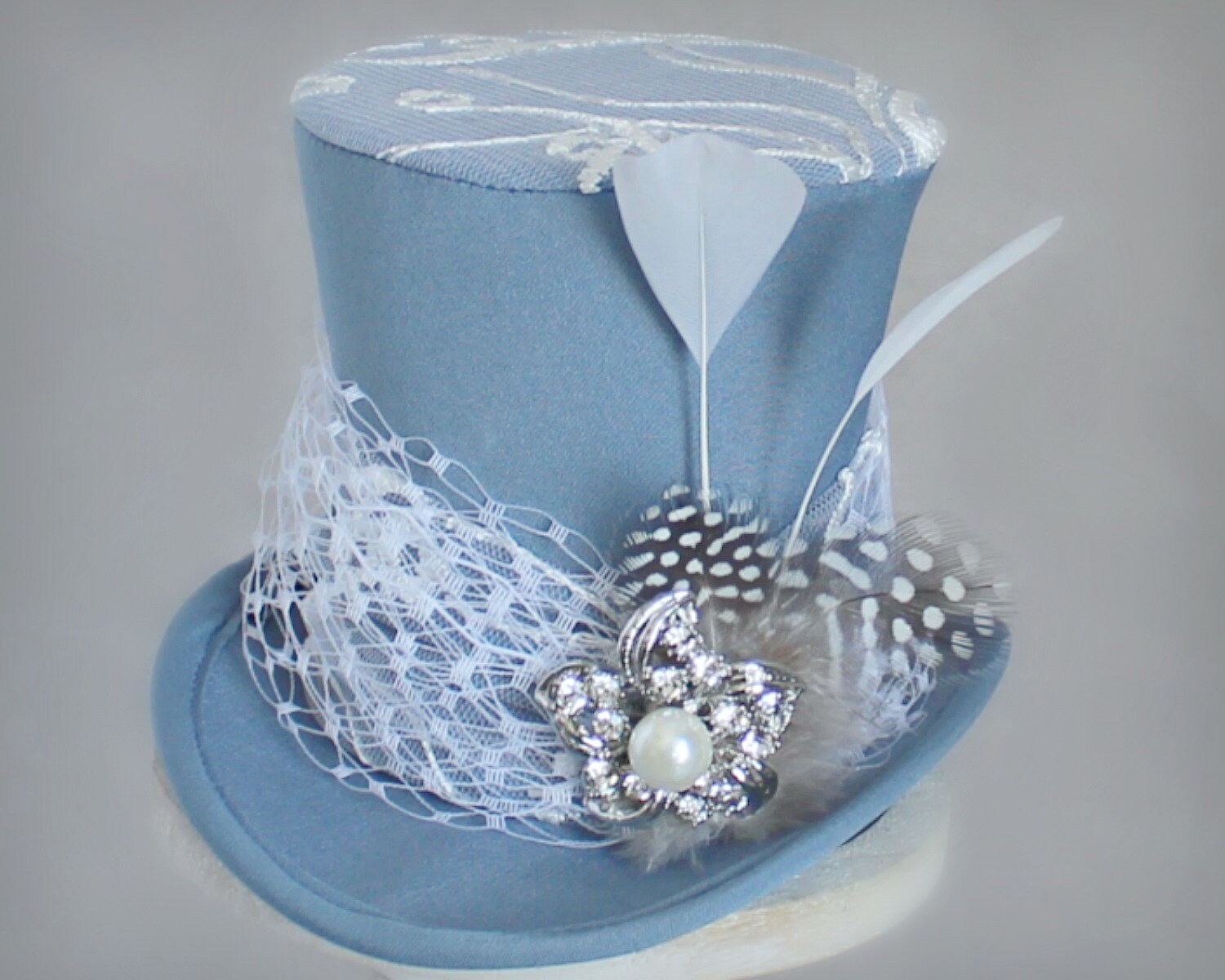 Mini Top Hat Blue Wedding Hat Bridal 