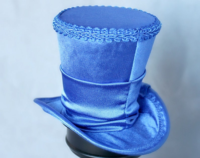 Mad Hatter Hat Mini Top Hat Wedding Hat Blue Mini Top Hat Women Top Hat Kentucky Derby Fascinator Hat Fascinator Blue Tea Party Hat
