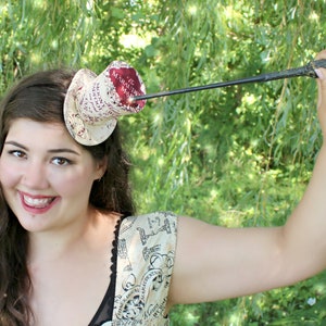 Wizard Mini Top Hat, Wizarding School Hat, Wizard Sports Print Mini Top Hat, Magical Fascinator Hat, Tea Hat, Fan Wear Hat, Women Top Hat