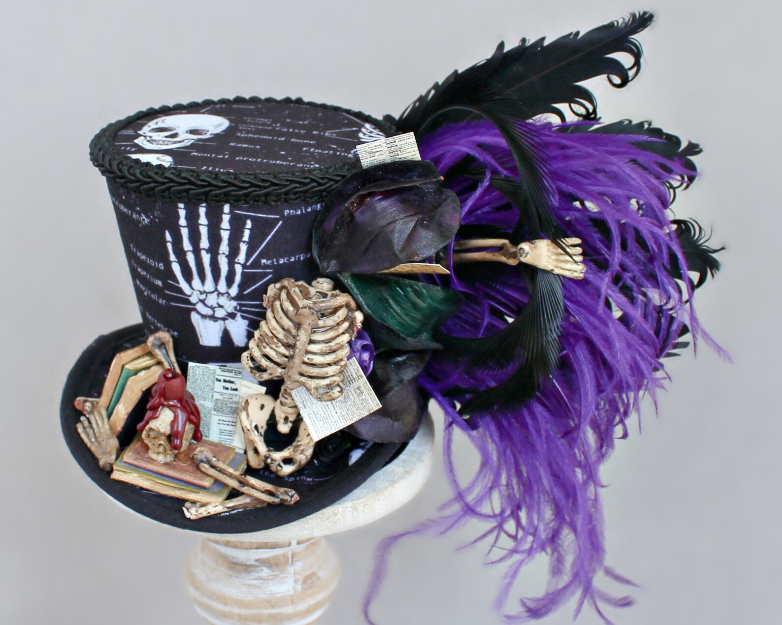 Skeleton Mini Top Hat Macabre Hat Gothic Fascinator Etsy