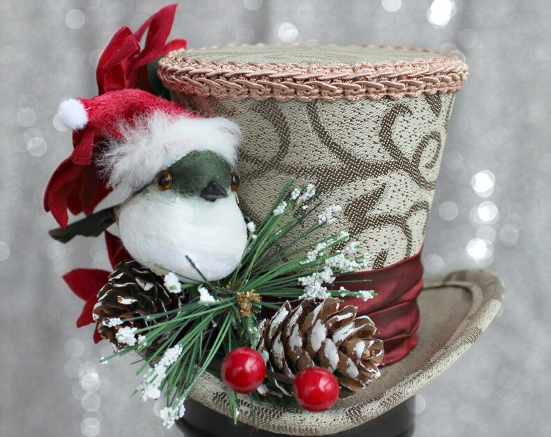 Christmas Mini Top Hat Holiday Party Hat Bird Tea Hat | Etsy