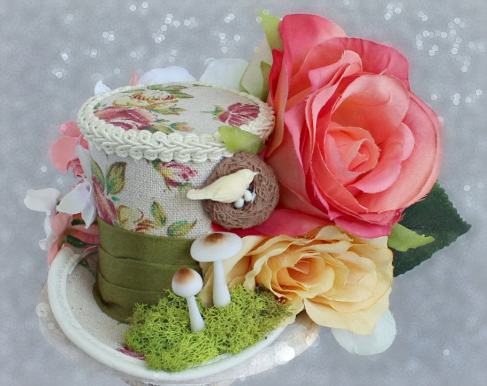 Flower Mini Top Hat Garden Mini Top Hat Victorian Hat Tea Etsy Canada