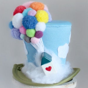 Op en weg Mini Top Hat, Verjaardag Mini Top Hat, Blauwe Mini Top Hat, Vrouwen Mini Top Hat, Vrouwen Fascinator, Ballon Mini Top Hat Fascinator
