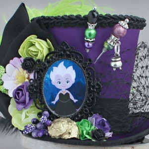 Sea Witch Mini Top Hat, Sea Witch Kostuum, Themaparken Mini Hat, Gelukkigste plek op aarde, Sea Witch Ears, Vakantie Mini Hat, Villain Hat