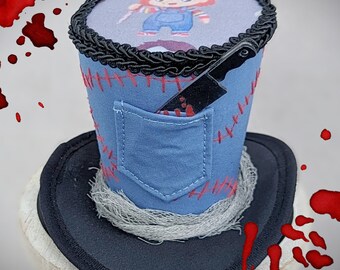 Possessed Doll Mini Top Hat, Halloween Mini Top Hat, Macabre Hat, Doll Costume,Gothic Fascinator, Halloween Hat, Women Top Hat, Mini Top Hat