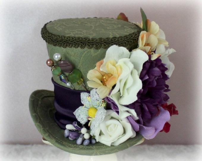 Green Mini Top Hat Flower Mini Top Hat Fascinator Mini Etsy