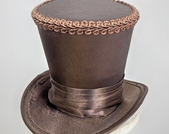 Brown Mini Top Hat , Brown Hat Fascinator, Wedding Top Hat , Tea Party Hat , Mad Hatter Hat , Kentucky Derby Fascinator Hat