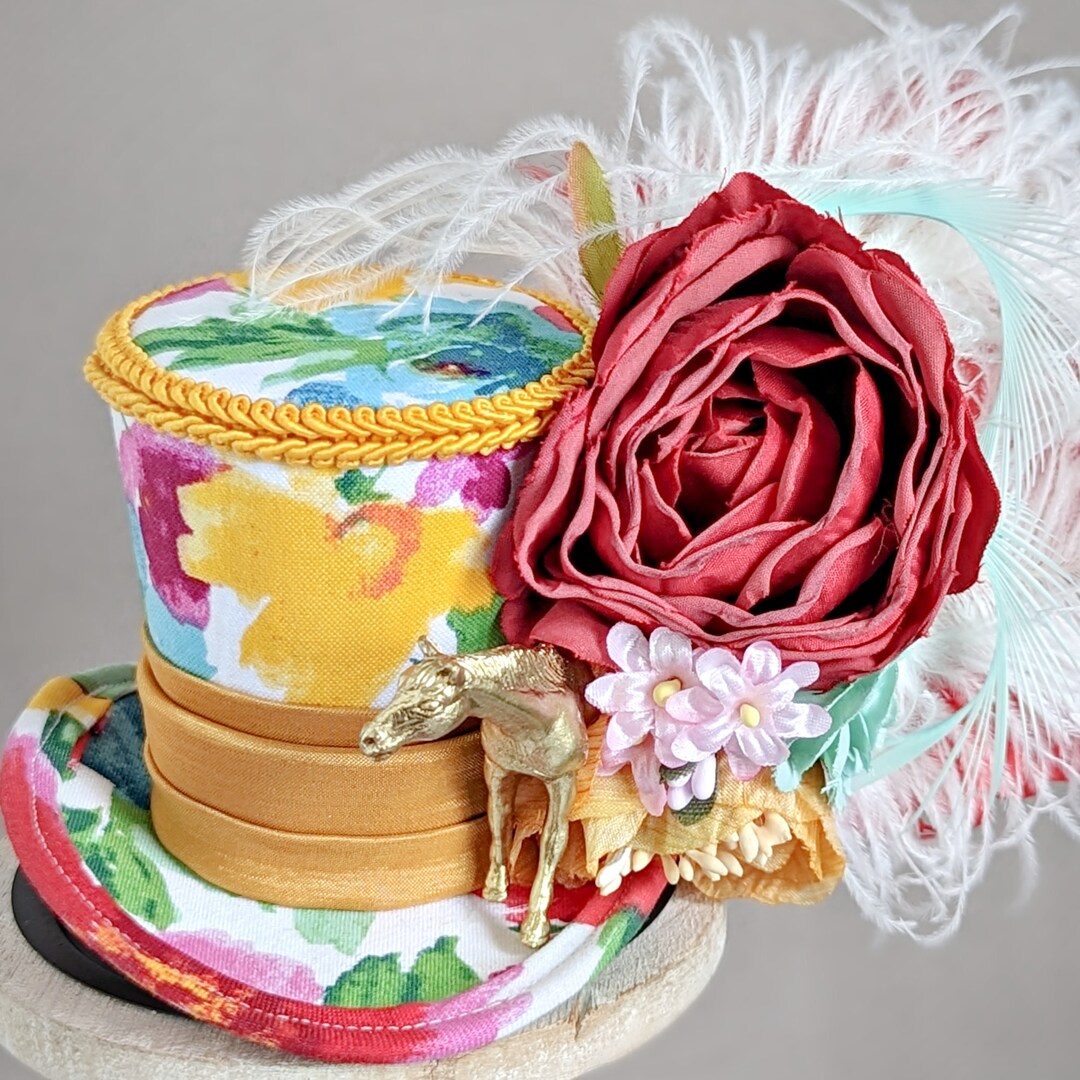 Kentucky Derby Mini Top Hat, Horse Mini Top Hat, Flower Mini Top Hat