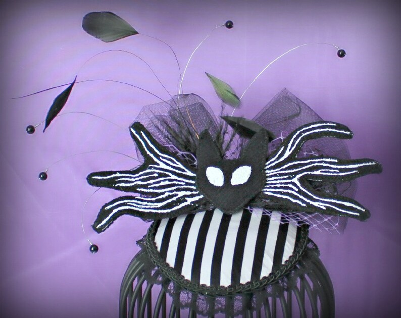 Bow Tie Headpiece Cocktail Hat,Tea Party Hat Burlesque Fascinator Bat Teardrop Fascinator Skeleton Fascinator Hat Wedding Fascinator