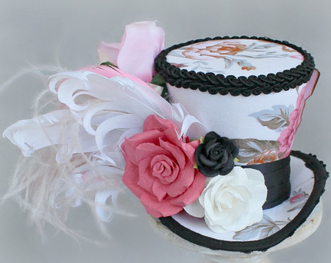 Flower Mini Top Hat Garden Mini Top Hat Victorian Floral Etsy Canada