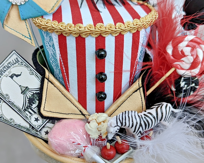Mini Ringmaster Top Hat, Circus Mini Top Hat, Circus Mini Hat, Bridal Tea Party Ringmaster Hat, Circus Fascinator image 3