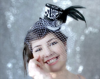 Chapeau Blanc , Mini Chapeau pour Marriage , Mini Chapeau , Petit Chapeau , Accessoire à Cheveux , Fascinator