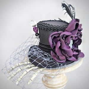 Gotische Mini Hoge Hoed, Zwarte Mini Hoge Hoed, Gotische Bruiloft, Halloween Mini Hoge Hoed, Vrouwen Gotische Victoriaanse Mini Hoge Hoed, Halloween Fascinator