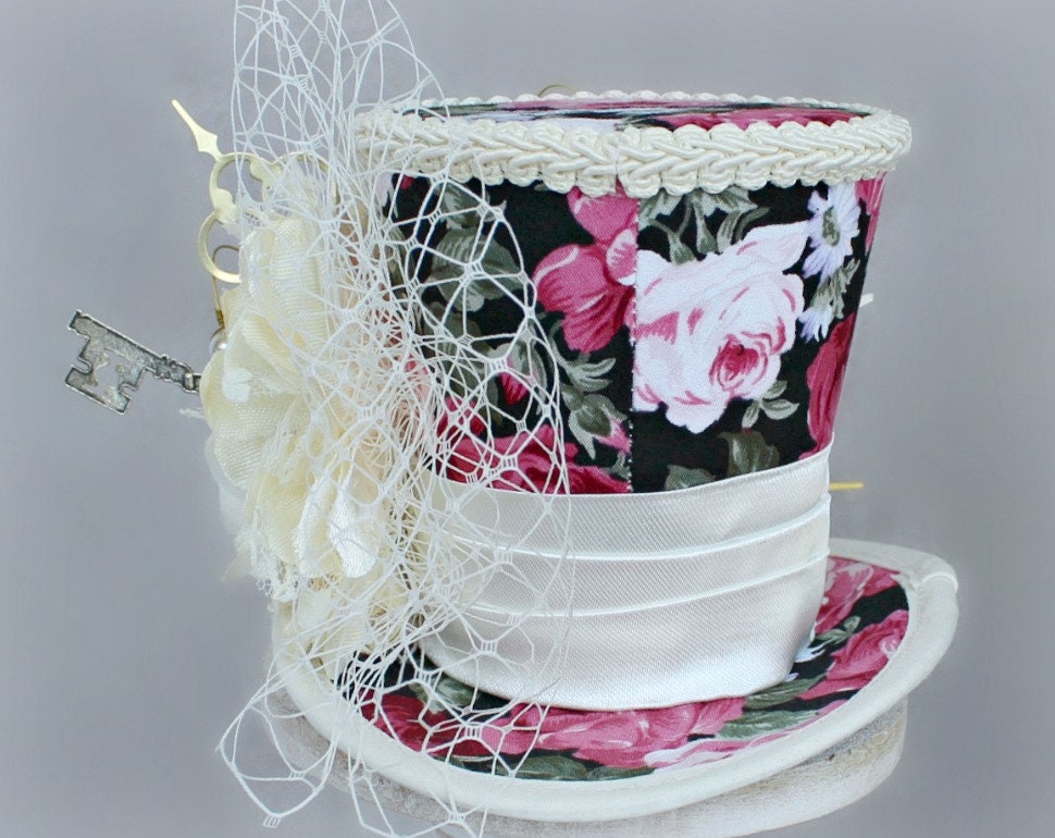 Flower Mini Top Hat Garden Mini Top Hat Victorian Floral Etsy
