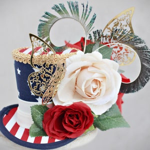 4 juli Mini Top Hat, Rood Wit en Blauw Hoofdband, 4 juli Haaraccessoires, Rood Wit en Blauw Hoed, Patriottische Hoed, Vrouwen Fascinator
