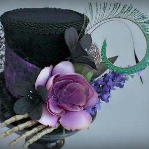 Halloween Mini Hoge Hoed, Macabere Mini Hoge Hoed, Gotische Fascinator, Dag van de Dode Hoed, Mini Hoed, Halloween Hoed, Vrouwen Hoge Hoed, Mini Hoge Hoed