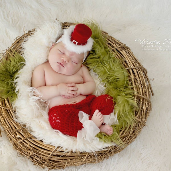 Christmas Baby Photo Prop, Newborn Photo Prop, Mini Top Hat, Baby Photography Prop, Cake Topper, Baby Hat Photo Prop, Christmas Mini Top Hat