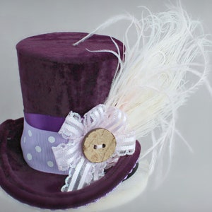 Plum Mini Top Hat, Paarse Mini Top Hat, Tea Party Flower Hat, Kentucky Derby Hat, Vrouwen Mini Top Hat, Vrouwen Fascinator