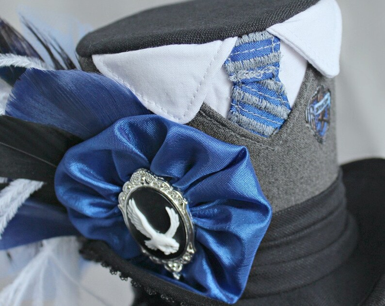 Fan Wear Hat Blue Black Grey Mini Top Hat Magical Fascinator Hat Wizard Mini Top Hat Women Top Hat Wizarding School Hat Tea Party Hat