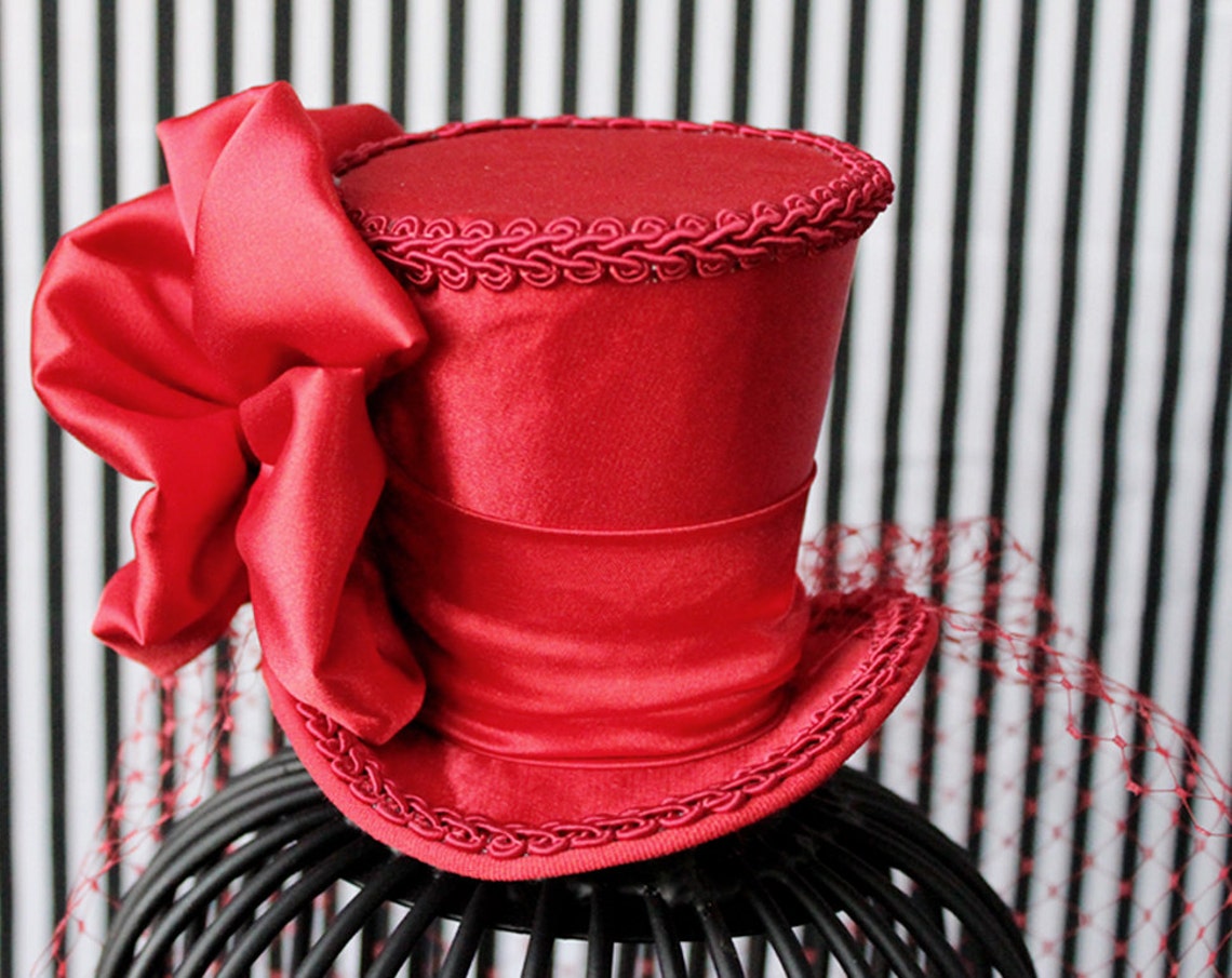 Red Mini Top Hat Wedding Top Hat Mini Hats Tea Party Hat Etsy