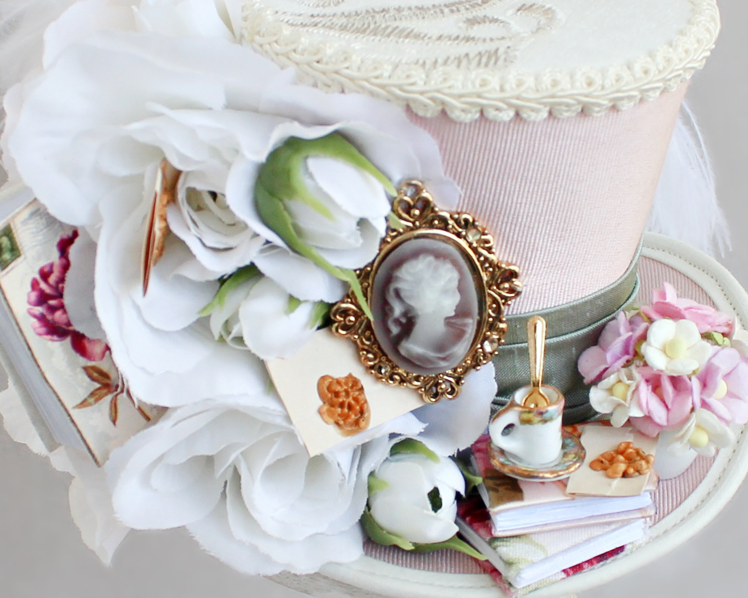 Flower Mini Top Hat Garden Mini Top Hat Victorian Hat Tea Etsy