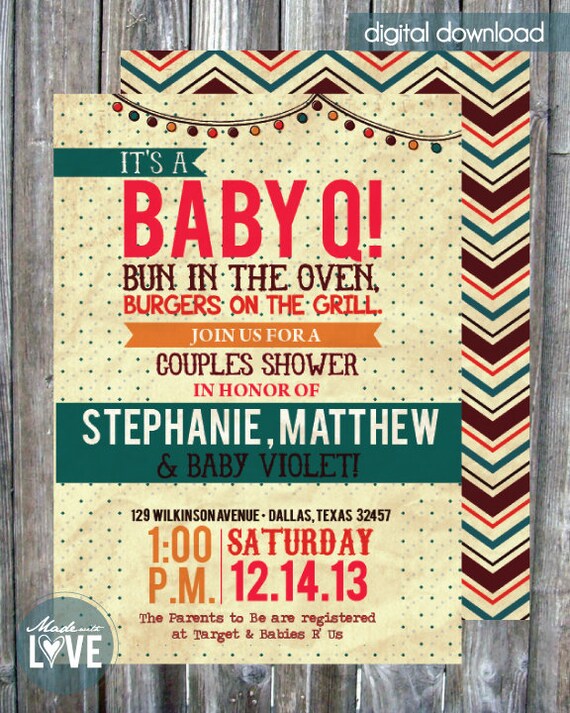 Items similar to Couples Baby Shower Invitation BabyQ Digital