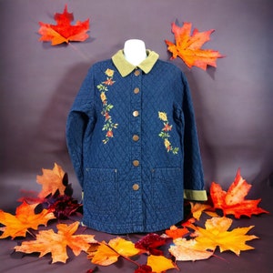 Embroidered Fall Floral Vine Quilted Denim Jacket that is possibly my favorite.  Great to wear in the spring as well.