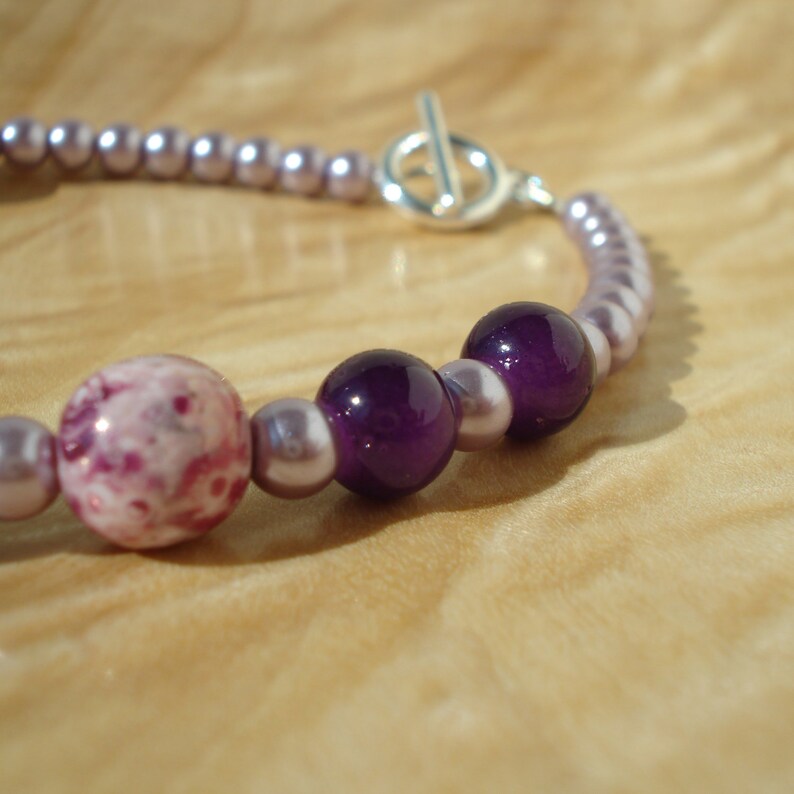 Shimmering amethyst bracelet glass bead bracelet beaded Etsy
