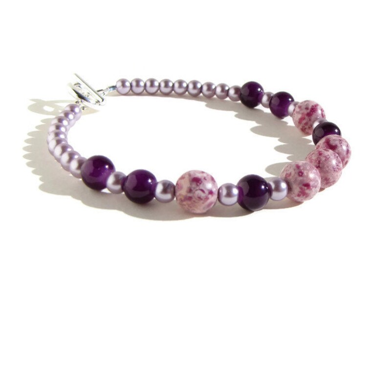 Shimmering amethyst bracelet glass bead bracelet beaded Etsy