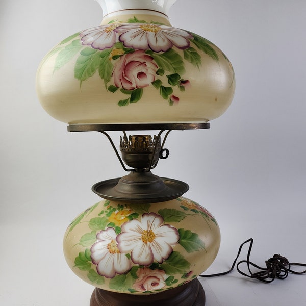 GONE WITH The WIND Hurricane Lamp Handpainted Electric Lamp Vintage