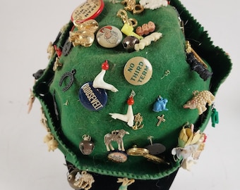 WHOOPEE Hat RARE COLLECTION of Vtg Political Pins Animals Charms Japan Roosevelt...    Cracker Jack's Cellulod  Collectible Pins and Charms