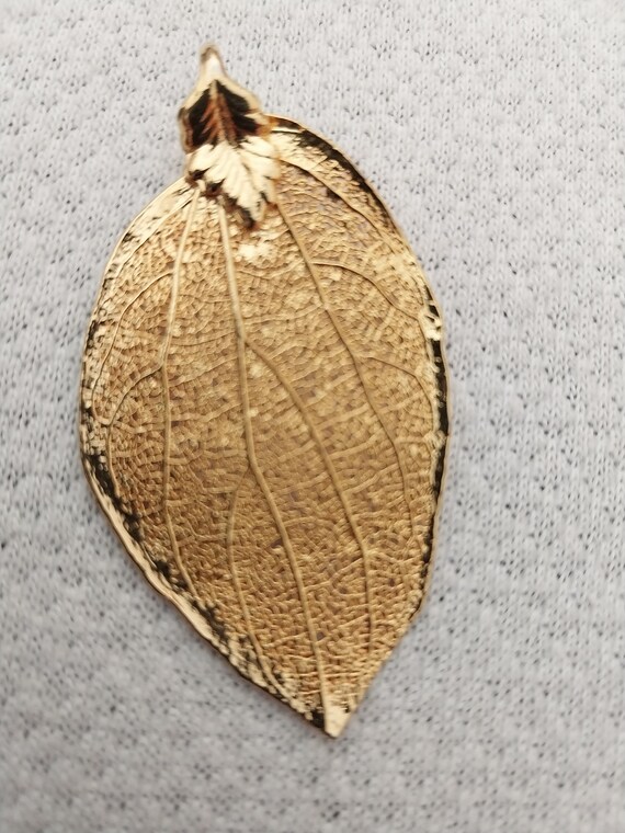 Golden Leaf Dipped Veined Leaf PENDANT Gold - image 3