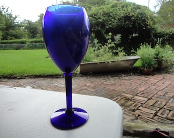 8 COBALT BLUE WINE Glasses - Set of 8 Cobalt Blue Long Stemmed Glasses - Wine Glasses - Goblets